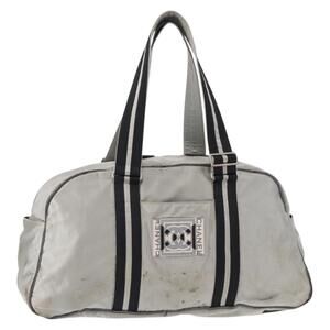 CHANEL Sports Line Boston Bag Nylon Silver CC Auth BA7758